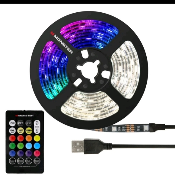monster Other - New Monster Multi-Color Multi-White LED Light Strip with Remote (MLB7-1027-BLK)